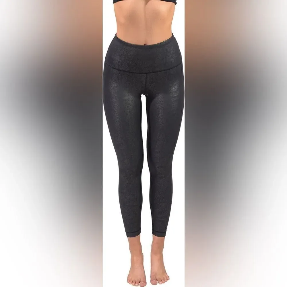 90 Degrees by Reflex NWT LUX CRACKED FAUX LEATHER HIGH WAIST LEGGING Black XL
